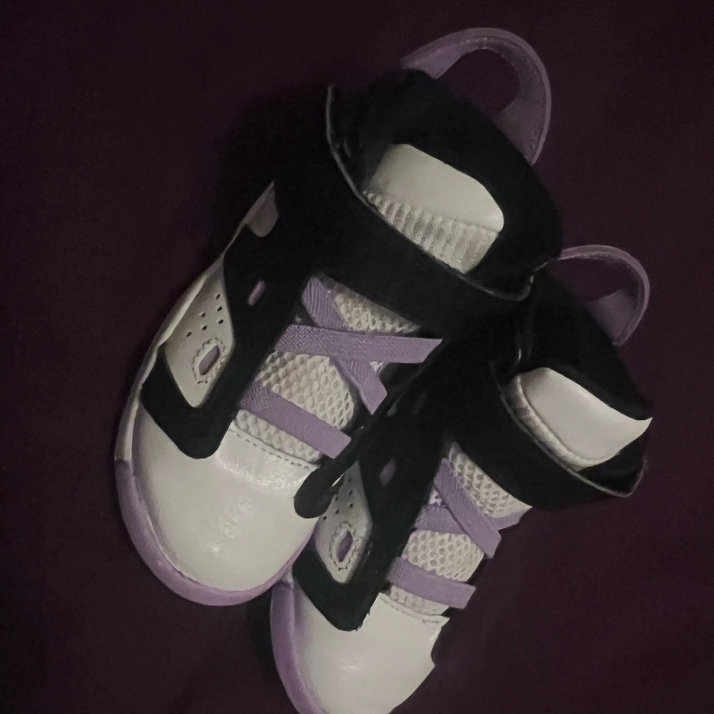 Kids Black and Purple High-Top Sneakers
